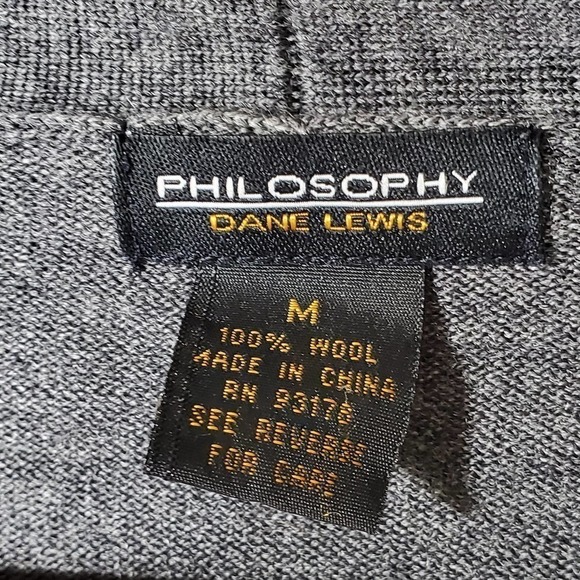 Philosophy Diamond Pattern Bell Sleeve Cardigan Charcoal Gray Size Medium - Picture 6 of 8